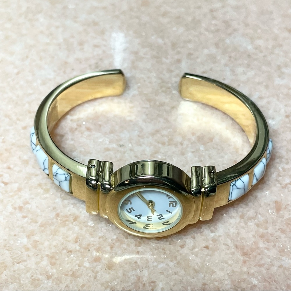 Gold and white dangle, delicate, watch